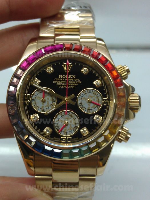 Rolex Yellow gold Daytona Replica Diamond Bezel Watch 40mm